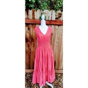NWT Anthropologie Tiered‎ Maxi Dress Smocked Waist Sleeveless V-Neck Sz 6